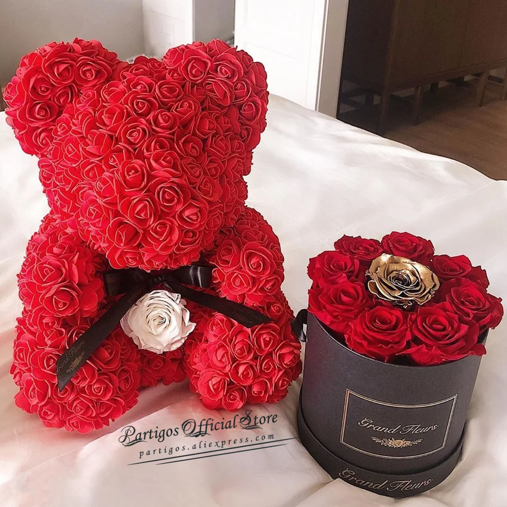 Valentine's Day Artificial Rose Bear Wedding Party Flower Love Gift Teddy Doll 