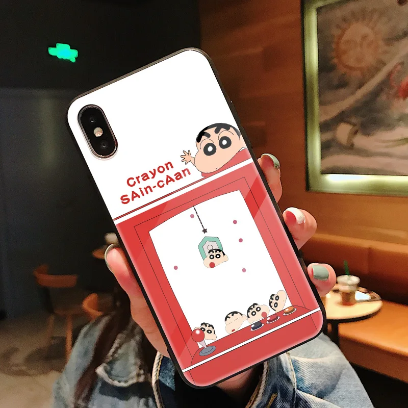 Синий Силиконовый чехол для iPhone X, чехол, стеклянный чехол, задняя крышка, чехол для iPhone X, полная защита, цветок, мультяшный элемент - Цвет: Синий
