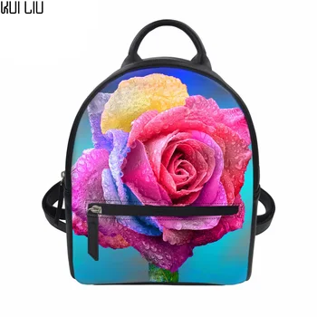 

Customized PU Backpack Women Girl Beautiful Flower Printed School Bag Cute Backpacks Fashion Shopping Rucksack Mini Backpack New