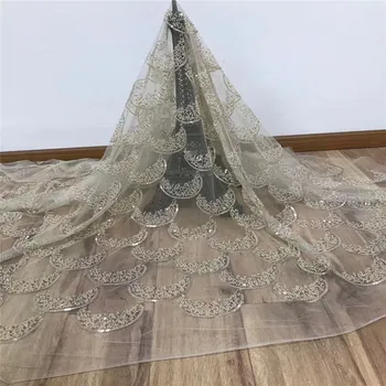 

2020 New beaded African Lace Fabric High Quality Lace Nigeria Lace Fabric Embroidered Tulle French Lace Women Dress j83-12