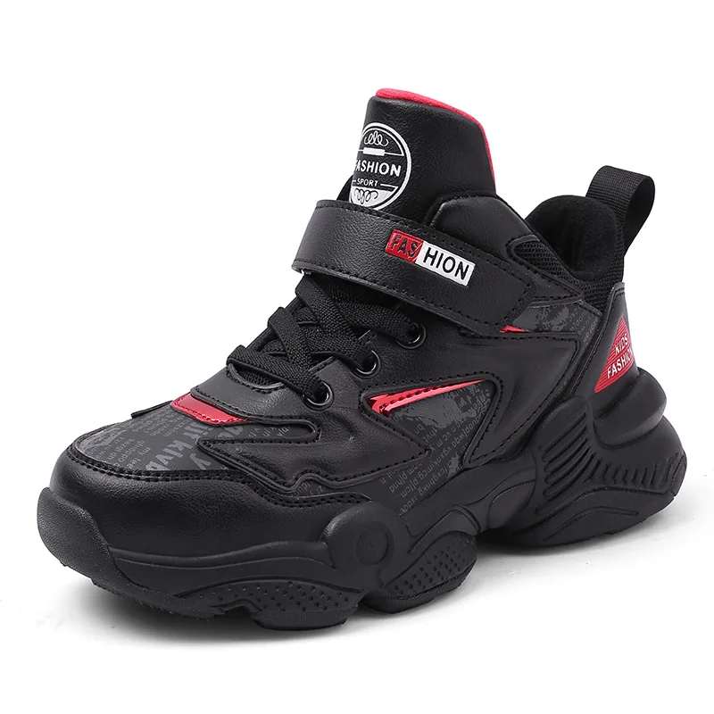 Высококачественные мягкие Нескользящие Детские кроссовки с толстой подошвой; Баскетбольная обувь для мальчиков; детская спортивная обувь; кроссовки для девочек - Цвет: black