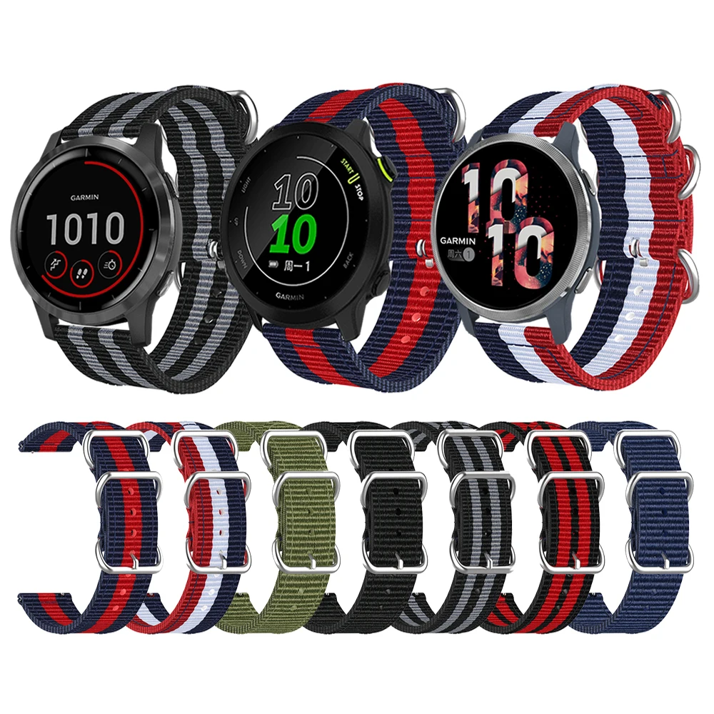 

Band For Garmin Venu 2 2s Woven Nylon Strap Vivoactive 3 4 45mm 4S 40mm Watchband Bracelet Forerunner 158 245 245M 645 Wristband
