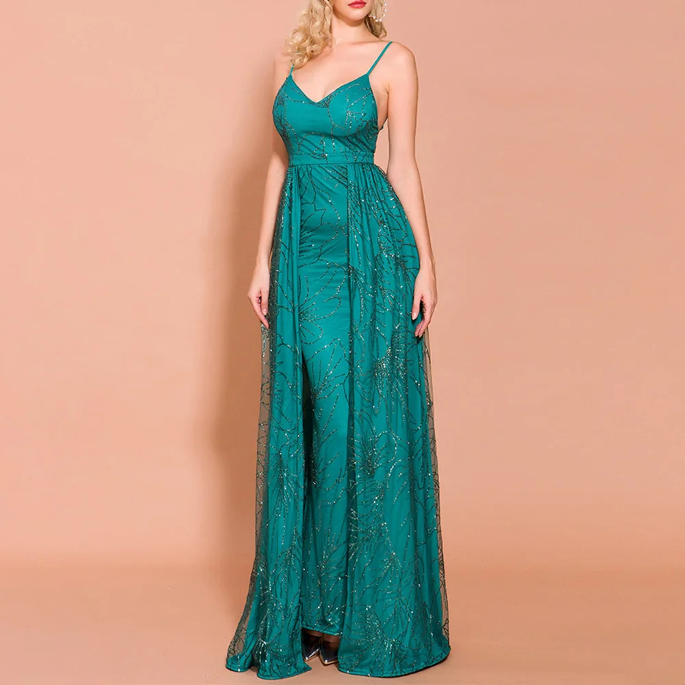 Dressv красное вечернее платье Спагетти ремни V шеи Элегантный Русалка Длина пола Свадебные Вечерние платья