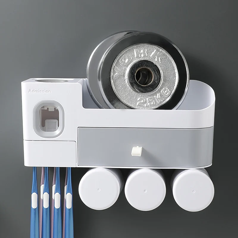 ONEUP Integrated Double Drawer Toothbrush Holder Automatic Toothpaste Squeezer Wall-mounted Dustproof Toothbrush Holder With Cup