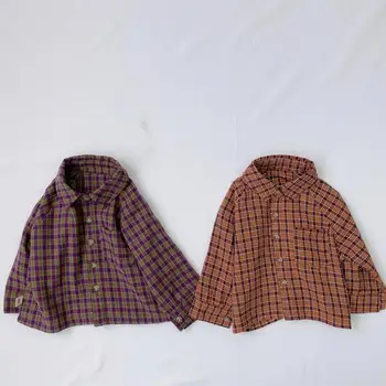 

2020 Autumn New Baby Boys Long Sleeve Single-breasted Cotton Plaid Shirts Kids Shirts Baby Costume Casual Children's Tops