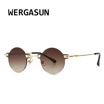 

WERGASUN New Fashion Retro Steampunk Men Sunglasses Round Frameless Metal Sunglasses Women Oculos de sol UV400