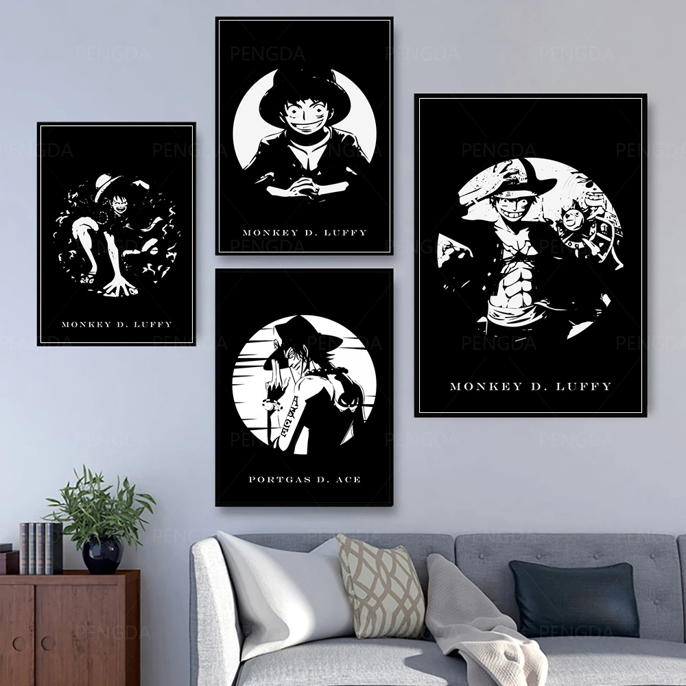 HD Prints Black and White Home Decor One Piece Painting Poster Portrait Wall  Art Anime Canvas Modular Pictures For Living Room|Vẽ Tranh & Thư Pháp| -  AliExpress