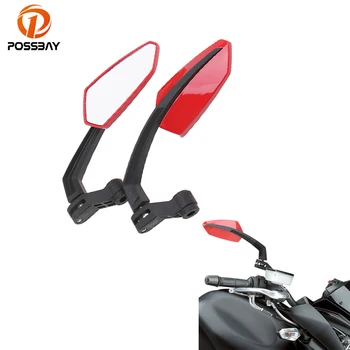 

POSSBAY 10/8MM Motorcycle Mirror Rearview Mirror White Glasses For Harley Honda Suzuki Yamaha Kawasaki Retroviseur Moto