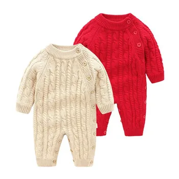 

Knitted Baby Romper Newborn Winter Christmas Baby Clothes Thick Fleece Warm Baby Girl Romper Cotton Baby Jumpsuit Boy Romper