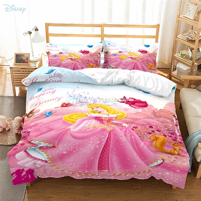 Jogo de cama estampado princesa disney 3d, conjunto capa de