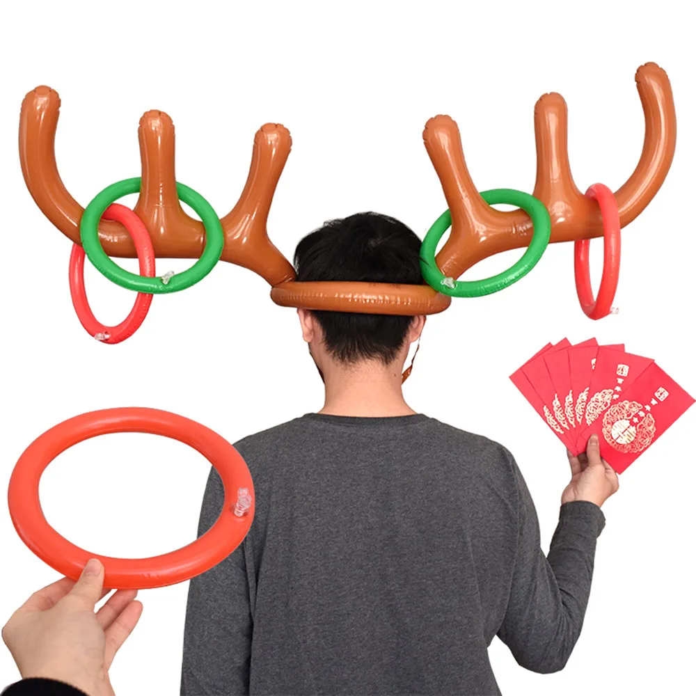 Игрушки Кольцо игровые принадлежности надувной Санта Смешные оленьи рога кольцо