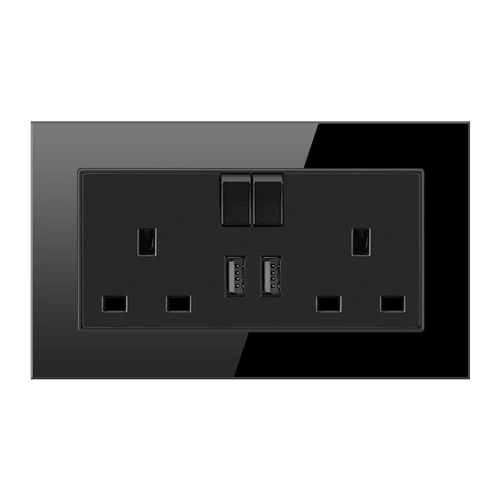 Хрустальная стеклянная панель двойное зарядное устройство USB порт 2.1A настенное зарядное устройство адаптер со светодиодным индикатором 13A разъем стандарта Великобритании розетка черный 1 2 банды - Цвет: 147 UK 6