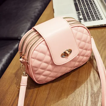 

Fall/winter 2019 Lock Cap Lingge Women's Bag Interlayer Zipper Three-layer Single Shoulder Leaning Bag