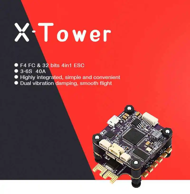 Flycolor X-Tower F4 Контроллер полета OSD+ 40A BLHeli_32 4 в 1 3-6S ESC Dshot1200 Датчик тока для радиоуправляемого дрона
