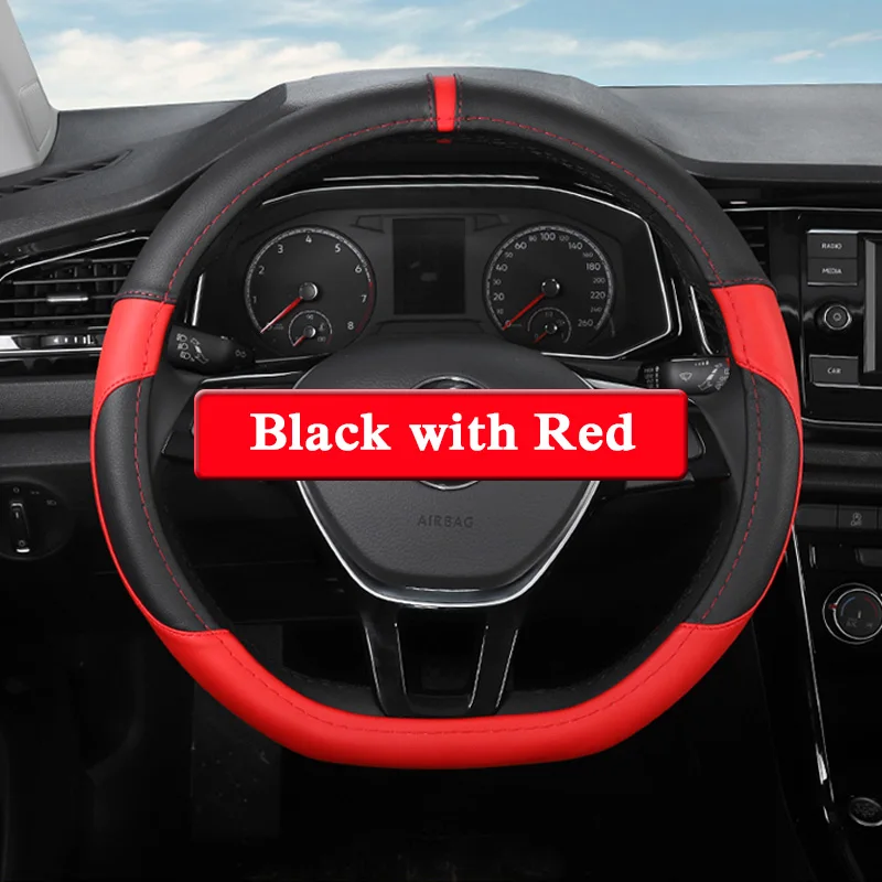 Стильный кожаный для ключа от автомобиля заглушка автомобильного колпака рулевого колеса для Volkswagen Jetta A7-настоящее автомобильное покрытие рулевого колеса внутреннее украшение