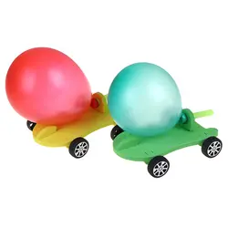 DIY приводимый в движение воздушным шариком автомобиль Recoil Force Science technology эксперимент игрушки для учащихся
