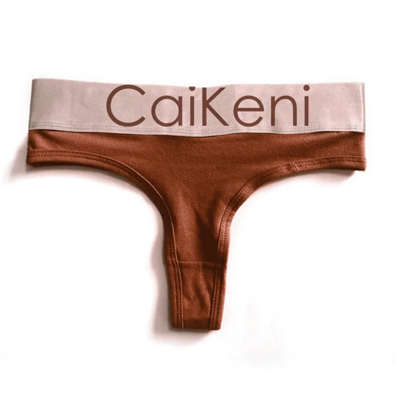 VDOGRIR Sexy Women's Cotton Seamless G-String Thong Female Panty Underwear Women Briefs Low Waist Letter Lady Intimates Tangas - Цвет: Coffee