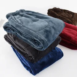 Flannel Pajamas Pants High Waist Sleep Pants Fleece Comfortable Winter Warm Loose Straight Home Wear Trousers L-2XL