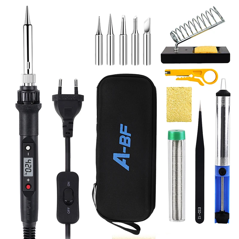 Soldering Iron Kit Set 60W Digital LCD Switch A-BF 836D Welding Iron Temperature Adjustable Electric Tools Soldering Tips portable stick welder