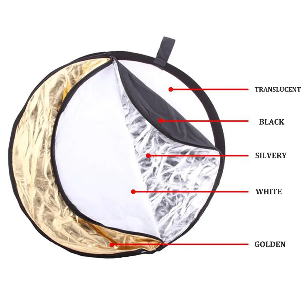 

24" 60cm 5 in 1Portable Collapsible Light Round Photography Studio Photo Oval Collapsible Light Reflector handhold photo disc