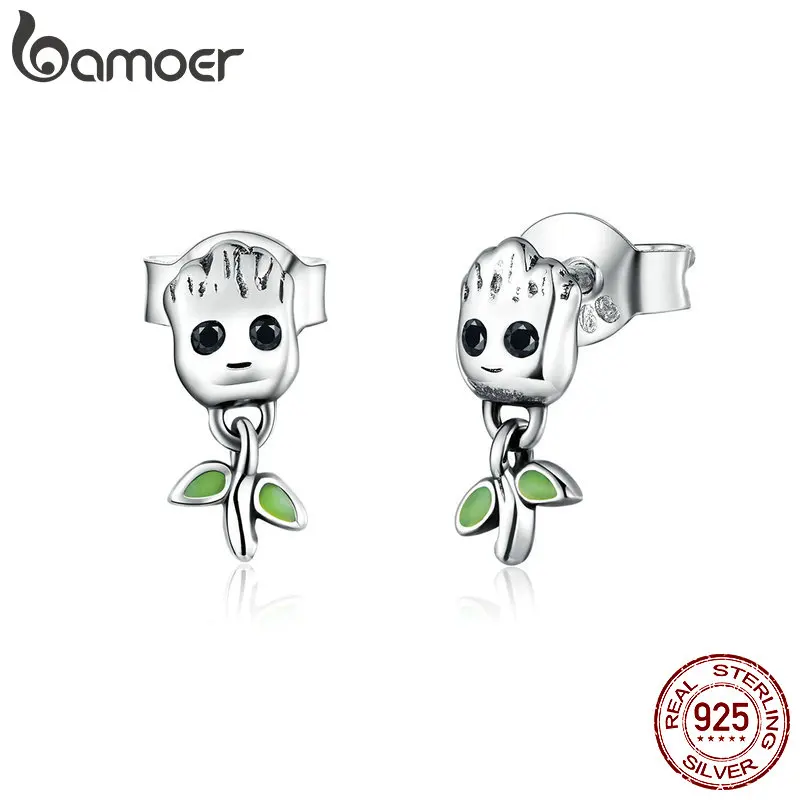 Женские серьги гвоздики bamoer Little Tree гипоаллергенные ювелирные изделия из стерлингового серебра 925 пробы
