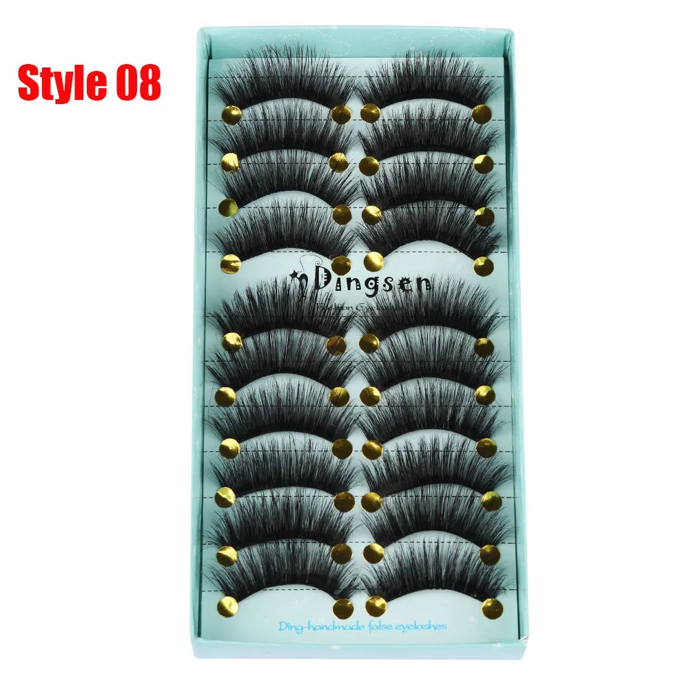 Style 08 10 пар 3D Мягкие искусственные норковые накладные ресницы натуральные грязные ресницы перекрещивающиеся пушистые ресницы инструменты для макияжа глаз - Цвет: Style 08