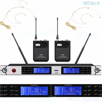 

UR24D 200 Channel Wireless 2 Beige Headset Microphone System UHF Cordless Mic Set UR1 Metal Belt Pack Transmitter