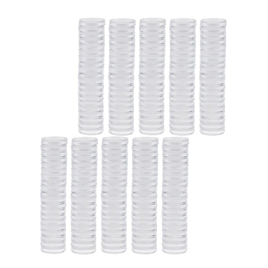 200pcs 19mm Plastic Clear Round Coin Case Capsule Storage Holder Containers