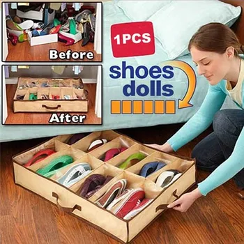 

New 12 Pairs Shoes Storage Box Nonwoven Fabric Waterproof Folding Shoe Organizer Hot -30