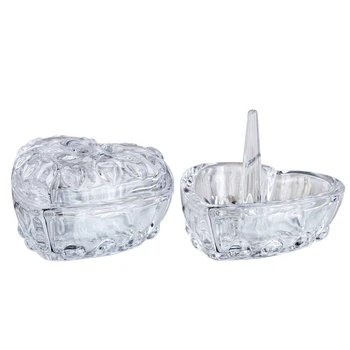 

H&D Set of 2 Crystal Jewelry Organizer Heart Shaped Trinket box Ring Holder for Jewelry Display and Storing Home Wedding Decor