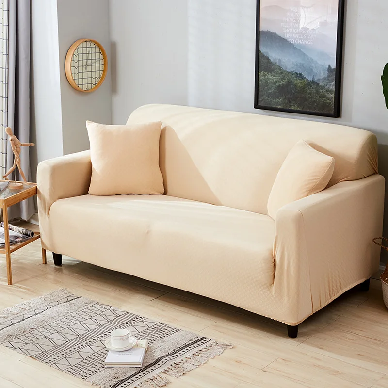 Beige Бархатные чехлы для диванов для гостиной, одноцветные секционные чехлы для диванов, эластичные чехлы для диванов, домашний декор, чехлы для диванов, высокое качество - Цвет: Beige