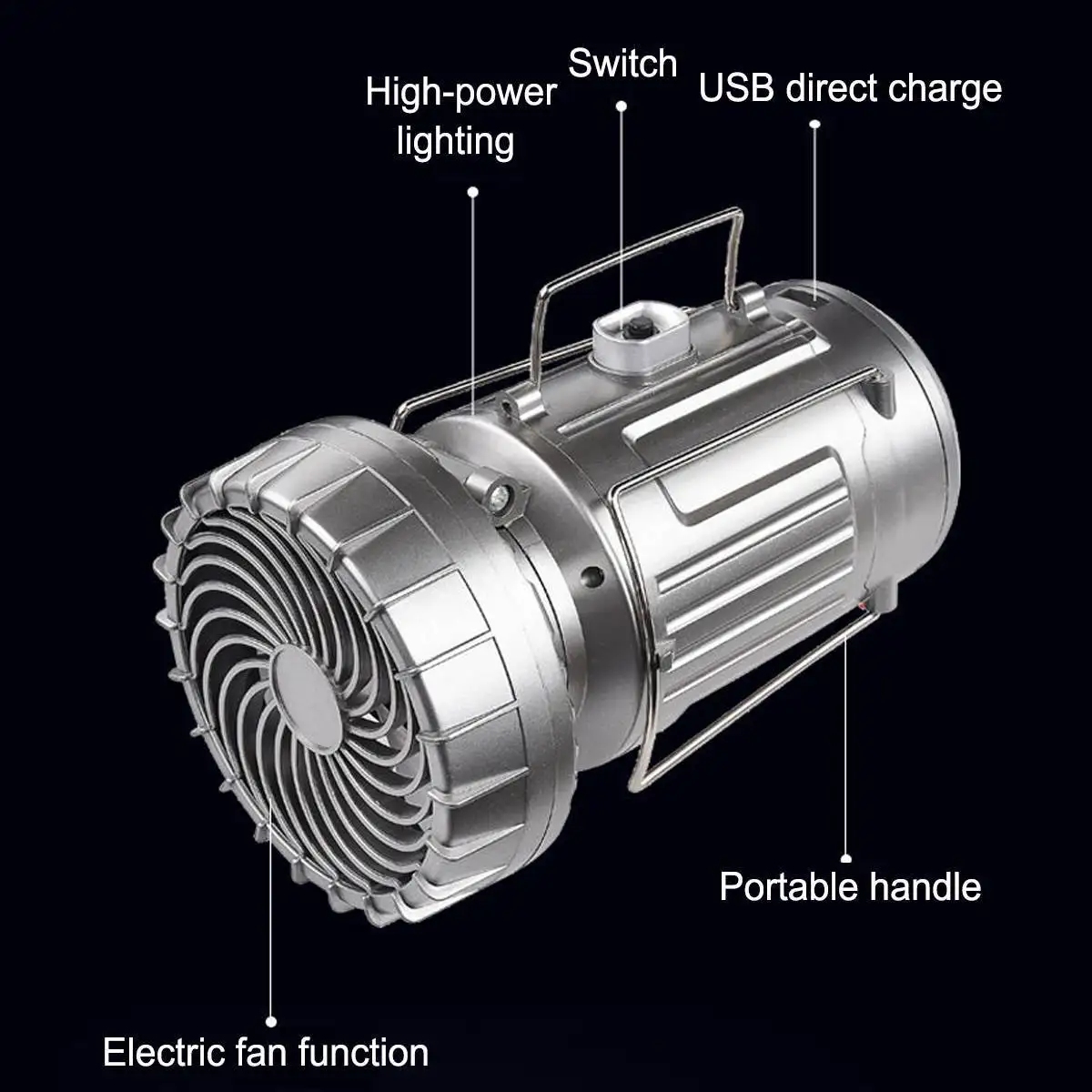 6 In 1 Portable Outdoor Led Camping Lantern With Fan