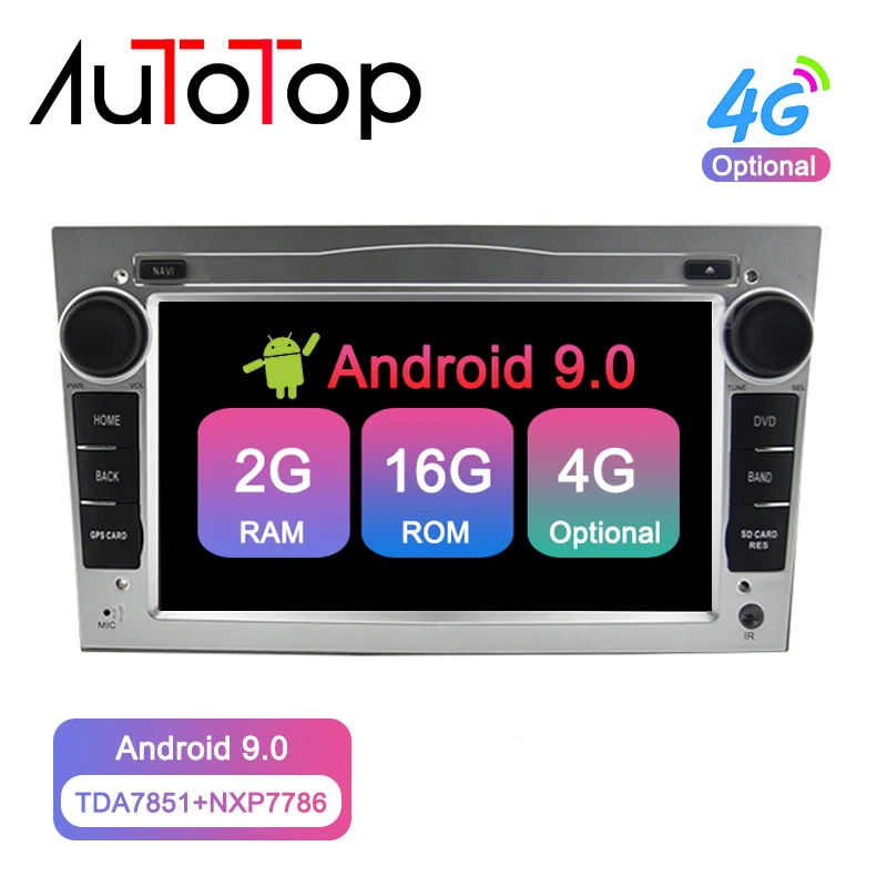 

AUTOTOP 7" 2din Android 9.0 Car Multimedia Player for Antara Zafira Corsa Vivaro Meriva GPS Radio RDS Wifi Mirrorlink BT NO DVD
