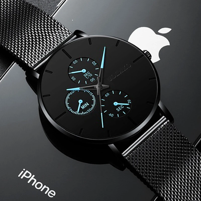 2022 Mens Fashion Watches for Men Business Casual Ultra Thin Clock Male Stainless Steel Mesh Belt Quartz Watch relogio masculino