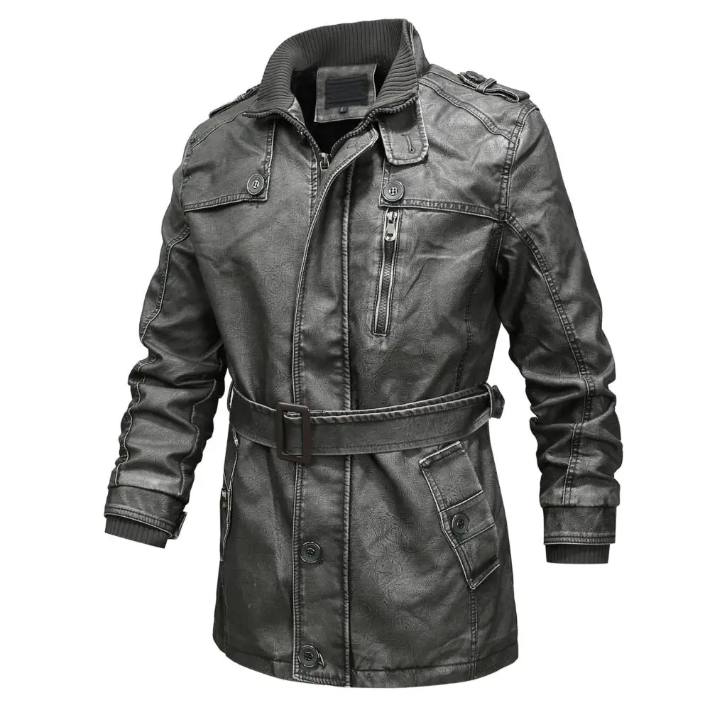 PUIMENTIUA Winter Men PU Leather Jackets Men's Fashion Washed Leather Coats Male Outdoor Locomotive Leather Jacket