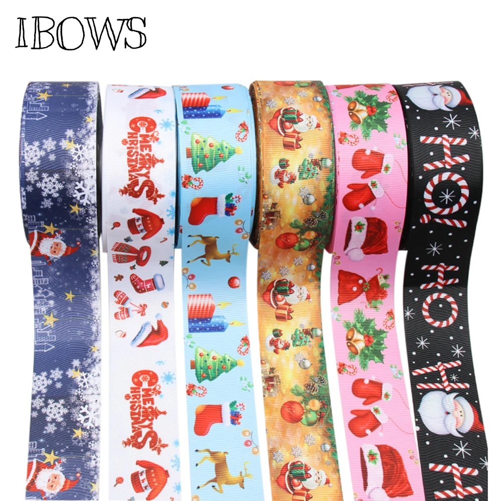IBOWS " 75 мм Grosgrain лента Рождественская теплопередача печатная лента DIY рождественские вечерние упаковочные материалы материал 2 ярдов
