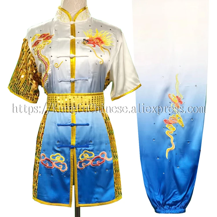 

Chinese Wushu uniform Kungfu garment Martial arts suit routine clothes Performance garment for men women children girl boy kids