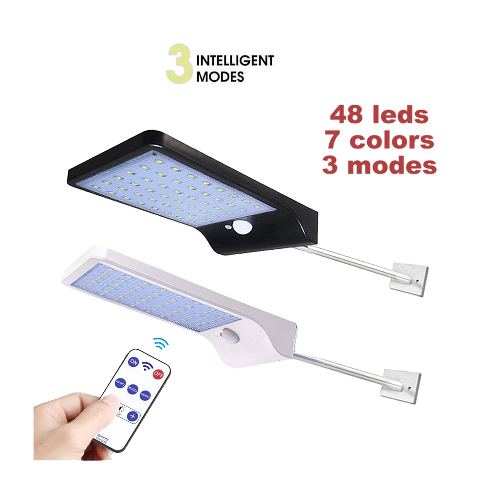 

48/36 LED Solar 3 Modes Motion Sensor Wireless Solar Power Lamp Garden Wall Yard Deck Security Night Light Wall w metal pole
