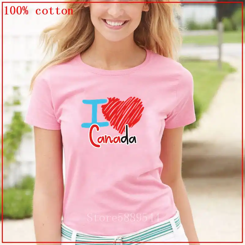 2020 New Design I Love Canada T Shirt Women Canada Printed Short Sleeve Crew Neck T Shirt Color Diversified Couple T Shirt T Shirts Aliexpress