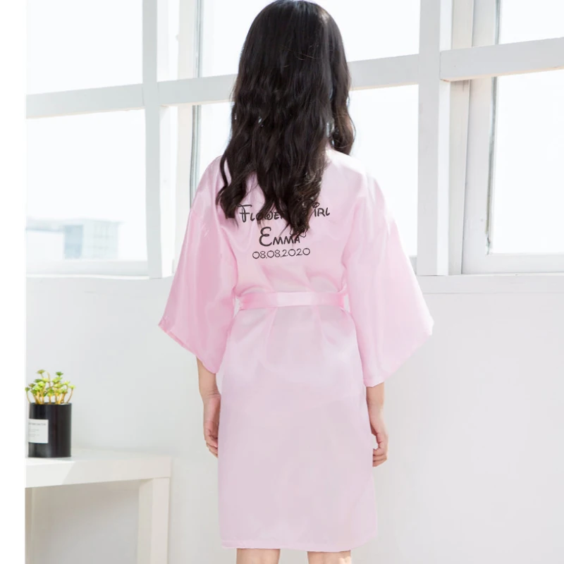 Кимоно для девочек индивидуальный заказ имя дата цветок Свадебный банный халат