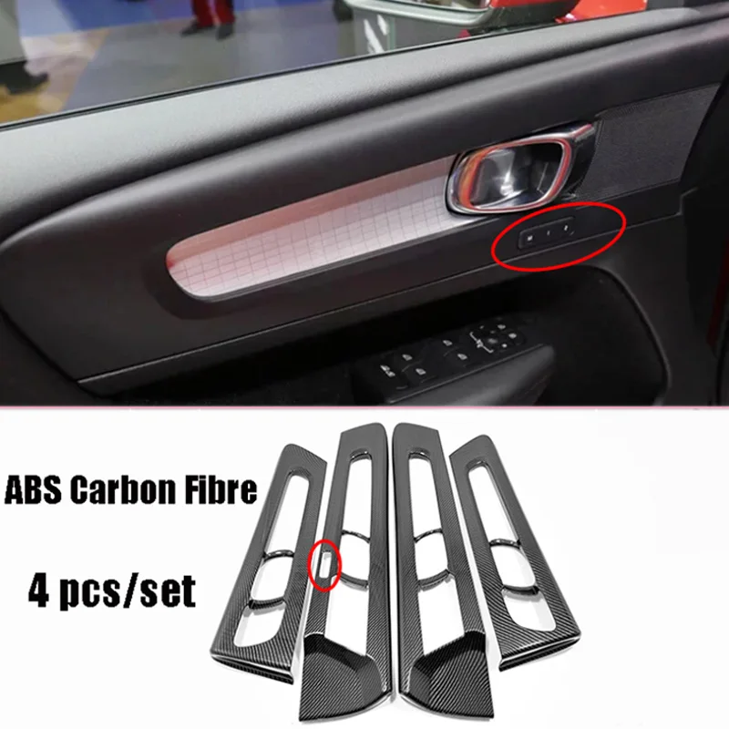 

for Volvo XC40 2017 2018 2019 ABS Carbon Fibre Car Inner Door Bowl Protector Frame Cover Trim Styling Car Accessories 4Pcs