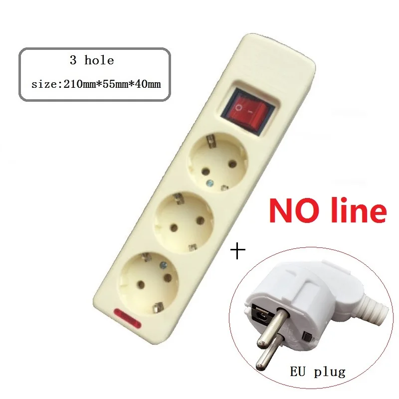 3Hole plug No line 4,8 мм ЕС розетка европейского стандарта терминал коммутационная плата питания розеток Многофункциональная кнопка включения Центрального управления 3/4/5/6 отверстие нет линии - Цвет: 3Hole plug No line