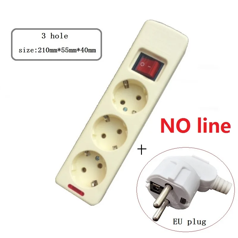 4,8 мм ЕС розетка европейского стандарта терминал коммутационная плата питания розеток Многофункциональная кнопка включения Центрального управления 3/4/5/6 отверстие нет линии - Цвет: 3Hole plug No line