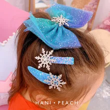 1 шт., модные голубые снежинки, аксессуары для волос, Кристальные снежинки, заколки для волос для женщин, зимние Галстуки для волос, резинки для волос для девочек