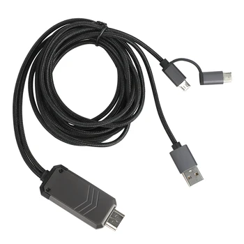 

Type C/Micro USB to HDMI with Audio Mirror Cast Cable for iPhone iPad Android Phone to LED TV Projector Type C Micro USB to HDMI