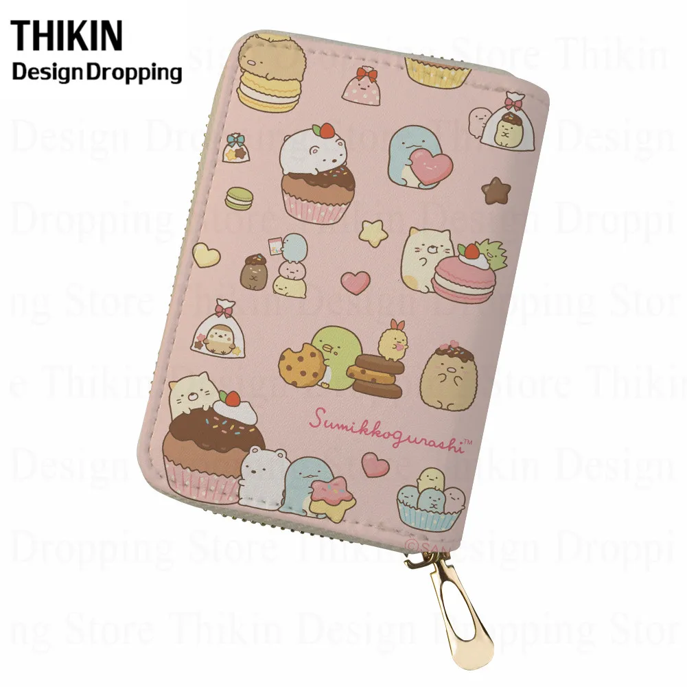 THIKIN женский кожаный держатель для карт с милым мультяшным рисунком Sumikko Gurashi, держатель для кредитных карт для телефона, для девушек, для путешествий