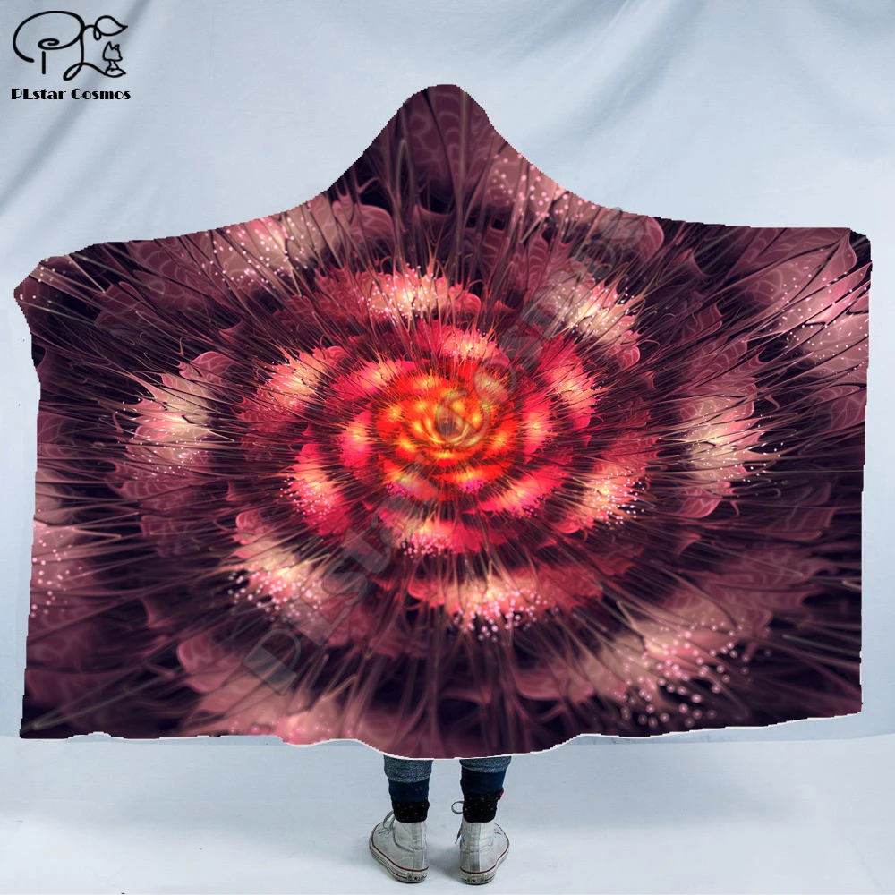 Cool Psychedelic Graffiti Character Hooded Blanket Adult colorful child Sherpa Fleece Wearable Blanket Microfiber Bedding c-008