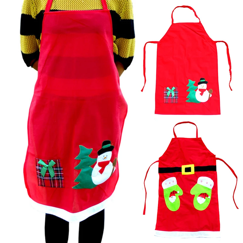 Christmas Snowman/Gloves Printed Apron Kitchen Cooking Baking Red Apron