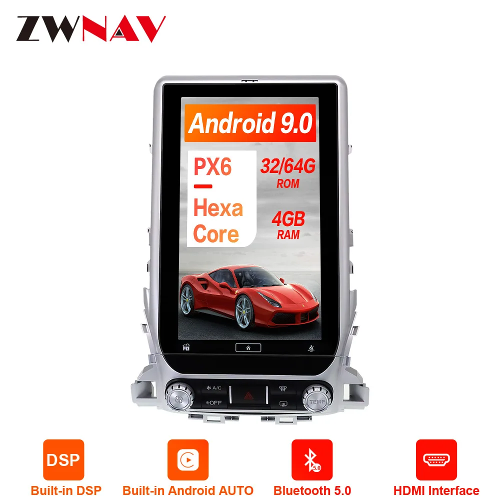 Flash Deal Android 9.0 4GB Tesla style Car GPS Navigation For TOYOTA LAND CRUISER LC200 16+ multimedia player radio tape recorder head unit 5