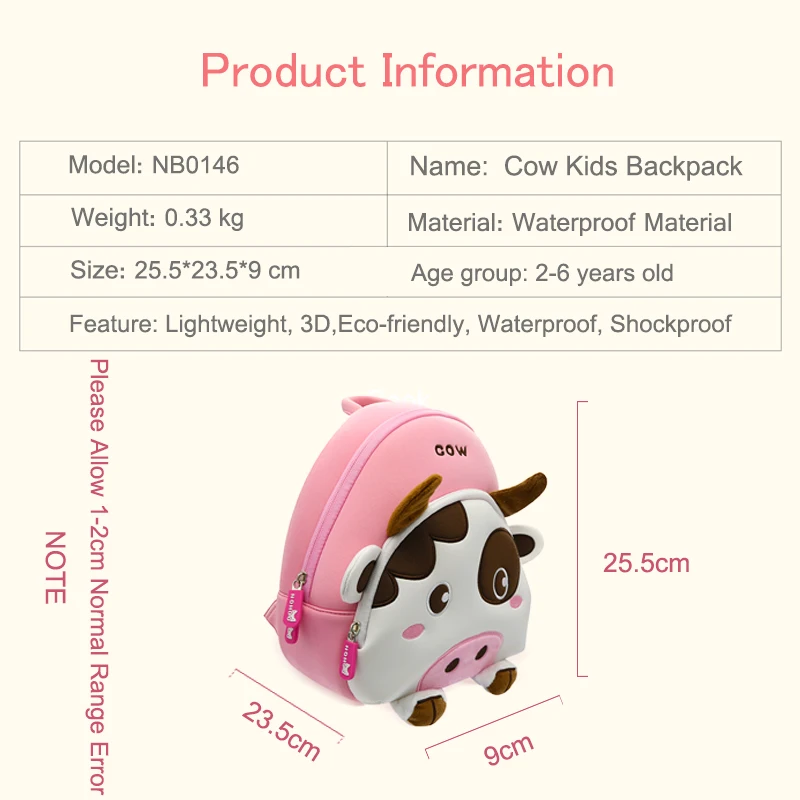 NOHOO школьные сумки 3D милая Корова детская сумка sac dos enfant рюкзак Детская школьная